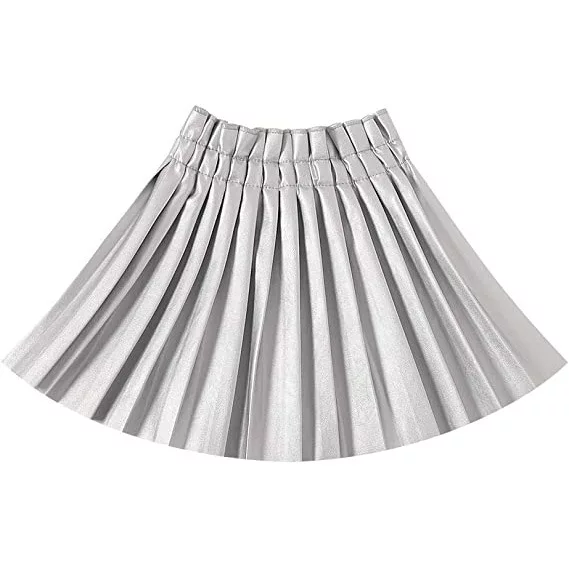Amora Leather Pleated Skirt (Silver)