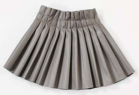 Amora Leather Pleated Skirt (Gray)