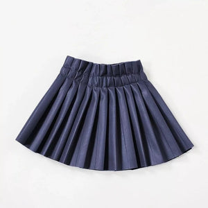 Amora Leather Pleated Skirt (Navy)